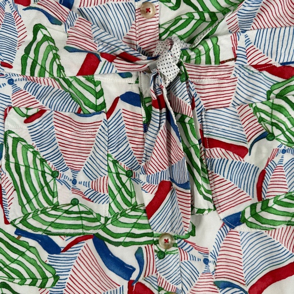 Conversations Anthropologie Skirt Womens 6 Umbrella Print Buttoned Linen Blend - Picture 5 of 13